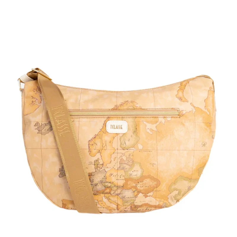 Borsa Donna Mezzaluna Grande 1A Classe Alviero Martini linea Soft Petals in Tessuto Soft Geo Classic e Avorio LE54