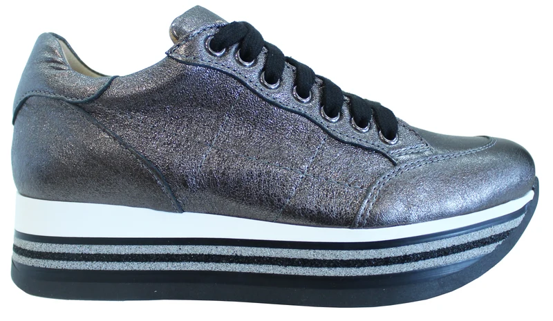 |SNEAKER DONNA PELLE ARGENTO|