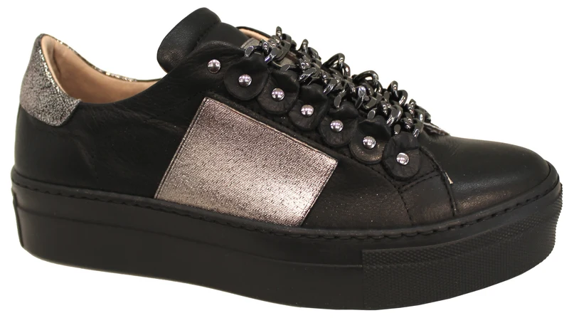 |SNEAKER DONNA PELLE NERA|