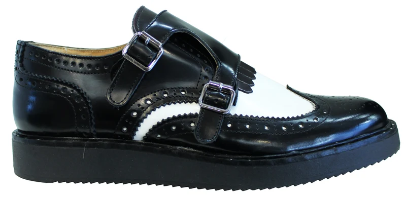 |DOPPIA FIBBIA PELLE BIANCO/NERO|