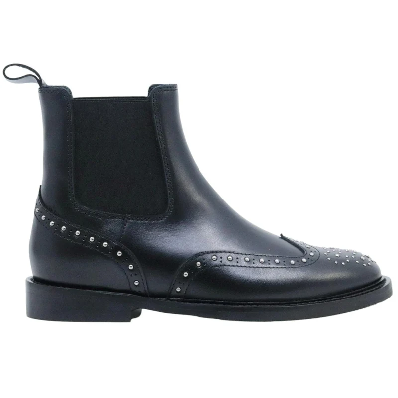 Chelsea Boot donna Anna F 9892 in pelle nera con borchiette