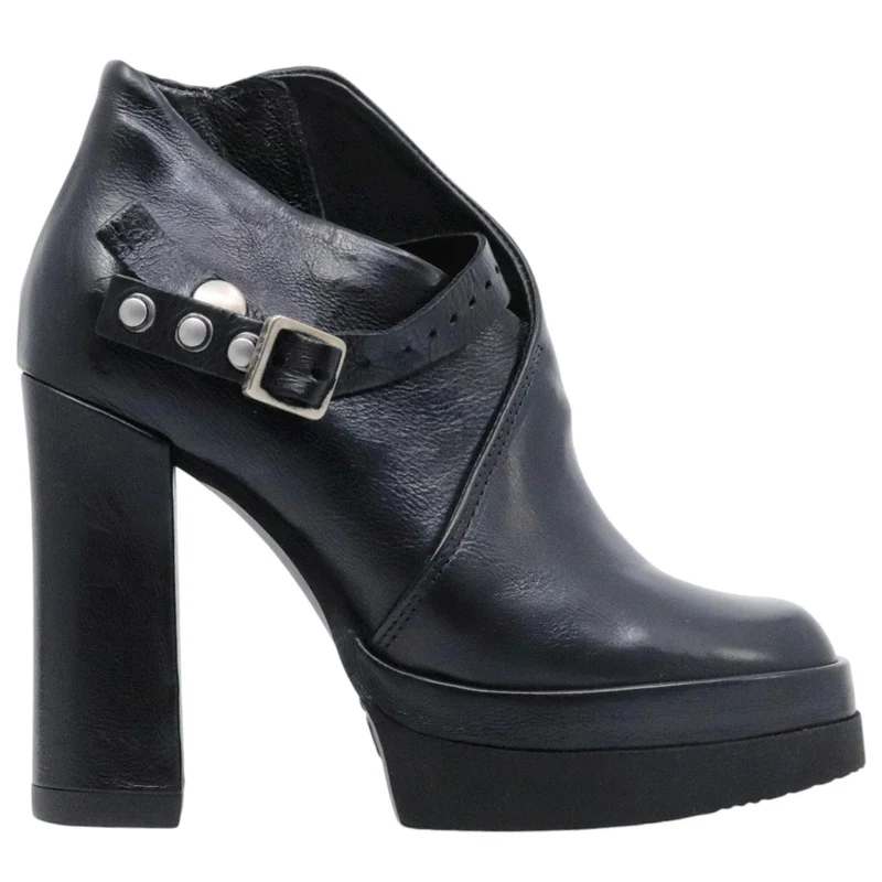 Tronchetto donna AS98 A53125 in pelle nera