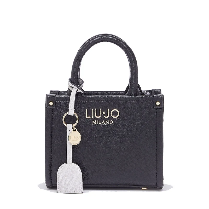 Borsa Donna a Mano Mini LIU JO Better stampa Bottalata Nera con Charm
