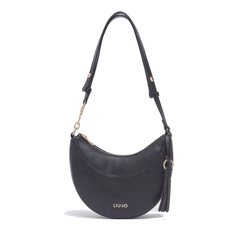 Hobo Bag Media Donna LIU JO stampa Bottalata Nera con Charm