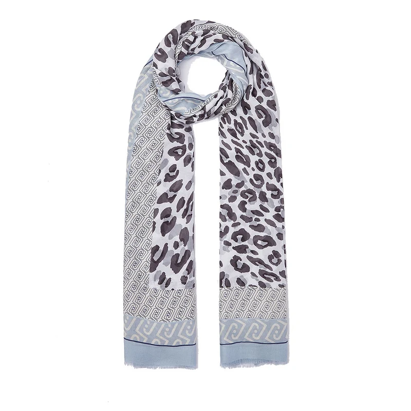 Stola Donna 90 x 180 cm LIU JO in Modal stampa Animalier Dusty Blue