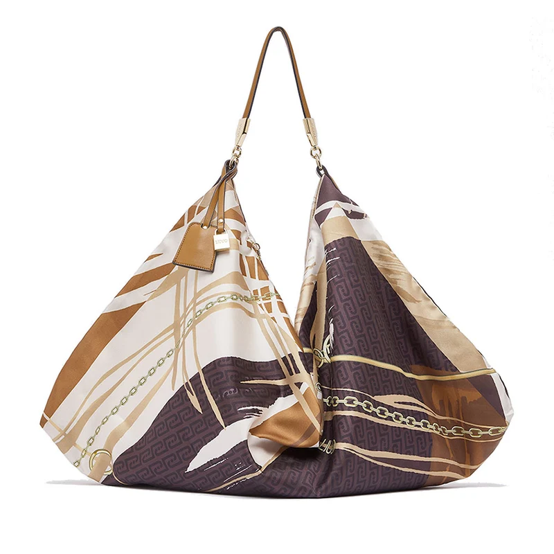 Borsa Foulard Donna LIU JO in Raso Stampato Marrone Cioccolato