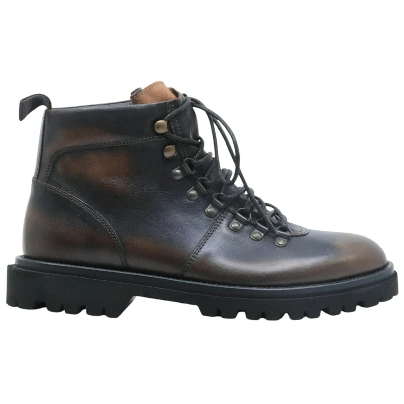 Stivaletto Pedula Antica Cuoieria 22810 in pelle nera con sfumature marroni
