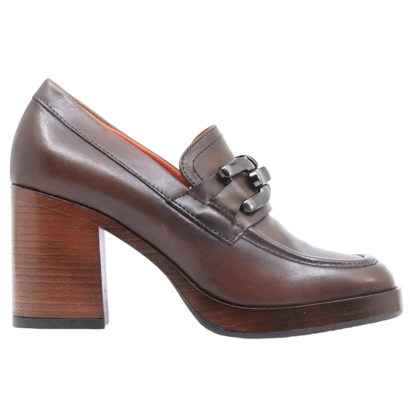 Mocassino con tacco Mjus P96126 da donna in pelle marrone