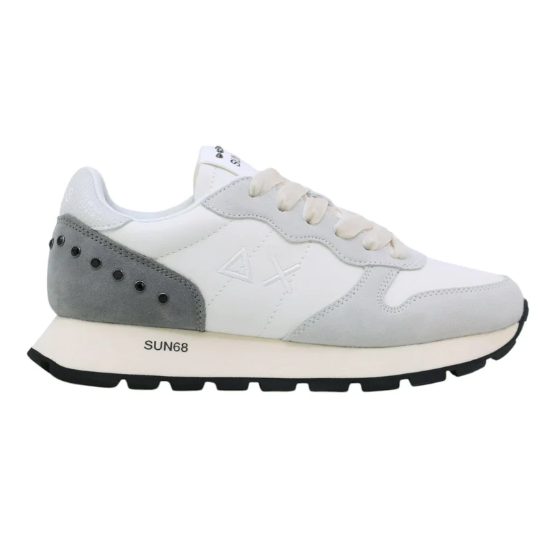 SUN68 Ally Studs Z45206 sneaker donna in similpelle e suede bianco