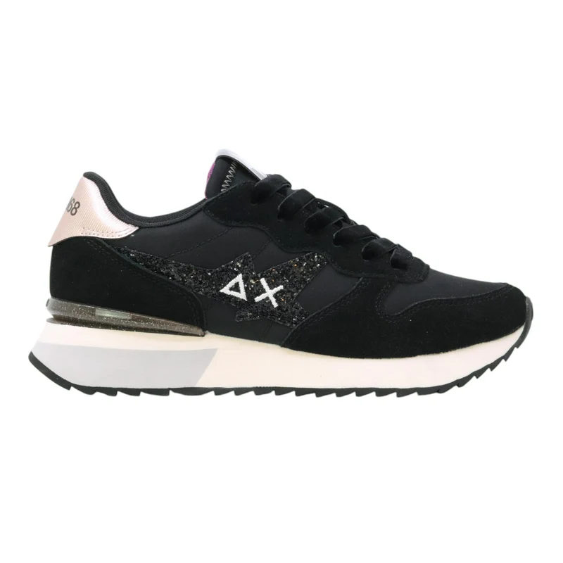 SUN68 Stargirl Glitter Z45217 sneaker donna in nylon e suede nero