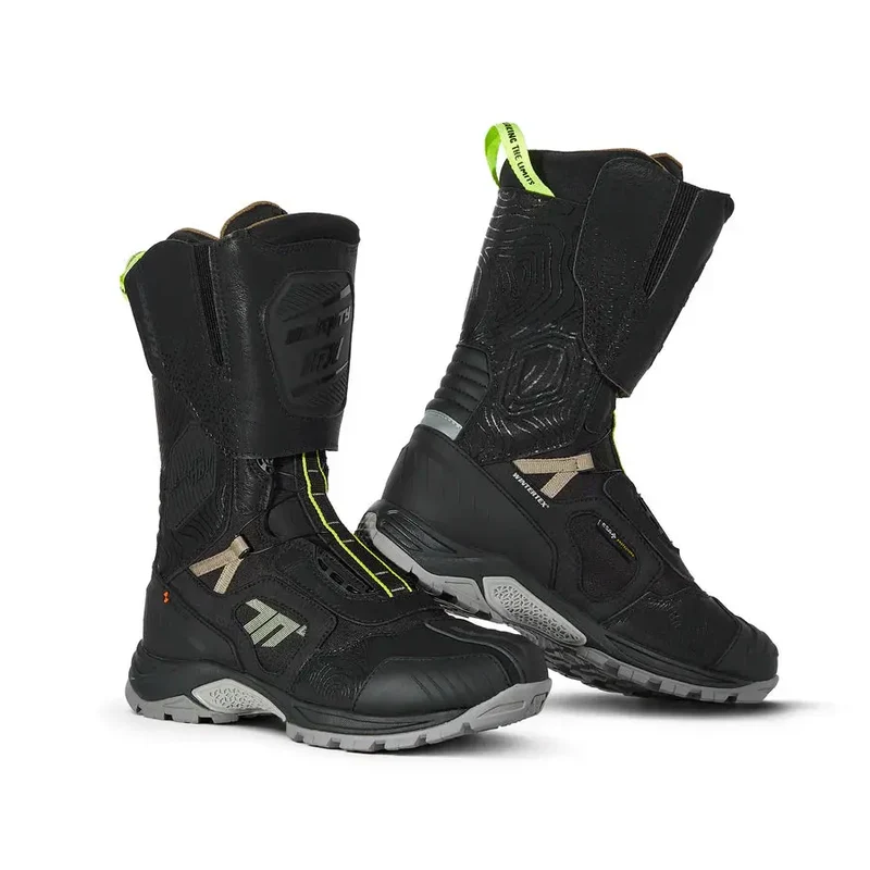 SEVENTY SD-BA6 STELVIO HIGH Botas Di Moto Unisex Para Aventura Negro/Arena/Amarillo Fluor