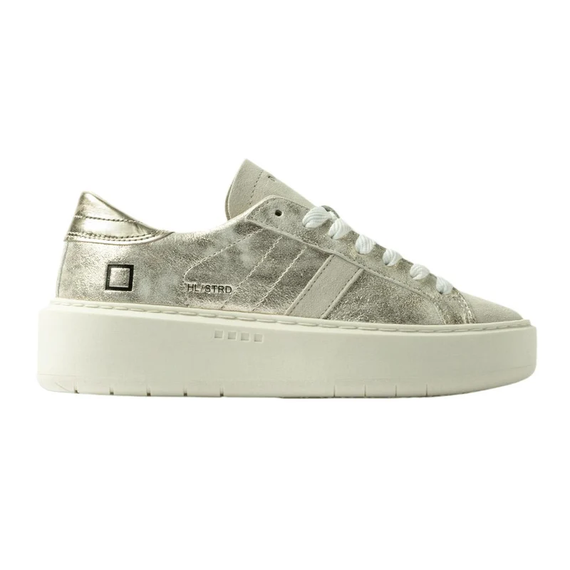 DATE Hill Low Platform Stardust Platinum HL ST PL sneaker donna in pelle satinata platino