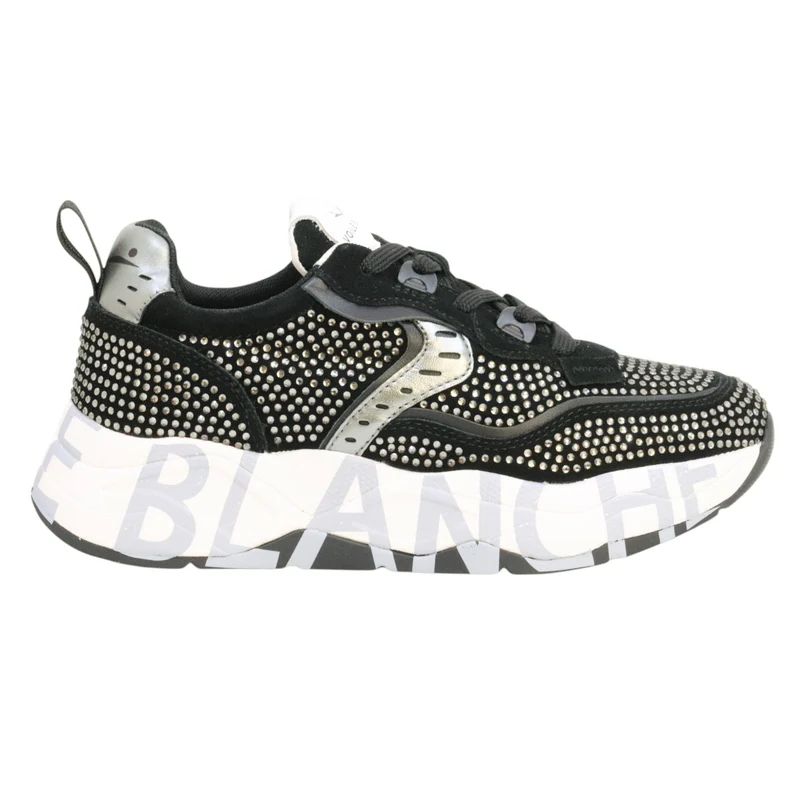 Voile Blanche CLUB105 sneaker donna in suede nero con strass