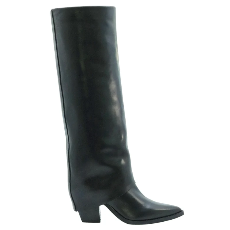 The Seller MW506 stivale donna in pelle nera con ghetta