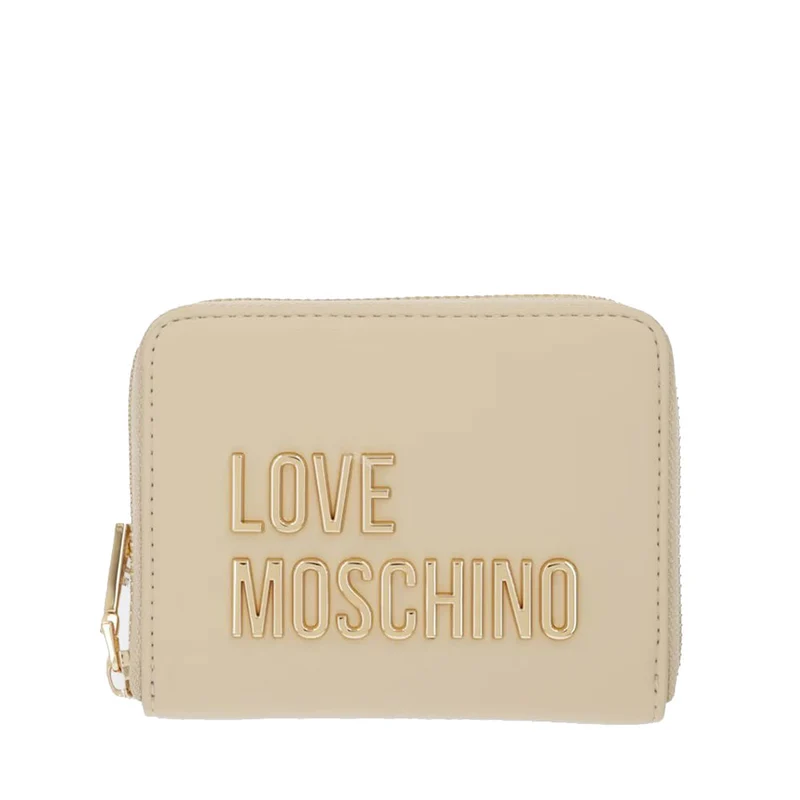 Portafoglio Donna Piccolo Zip Around LOVE MOSCHINO linea Bold Love color Burro