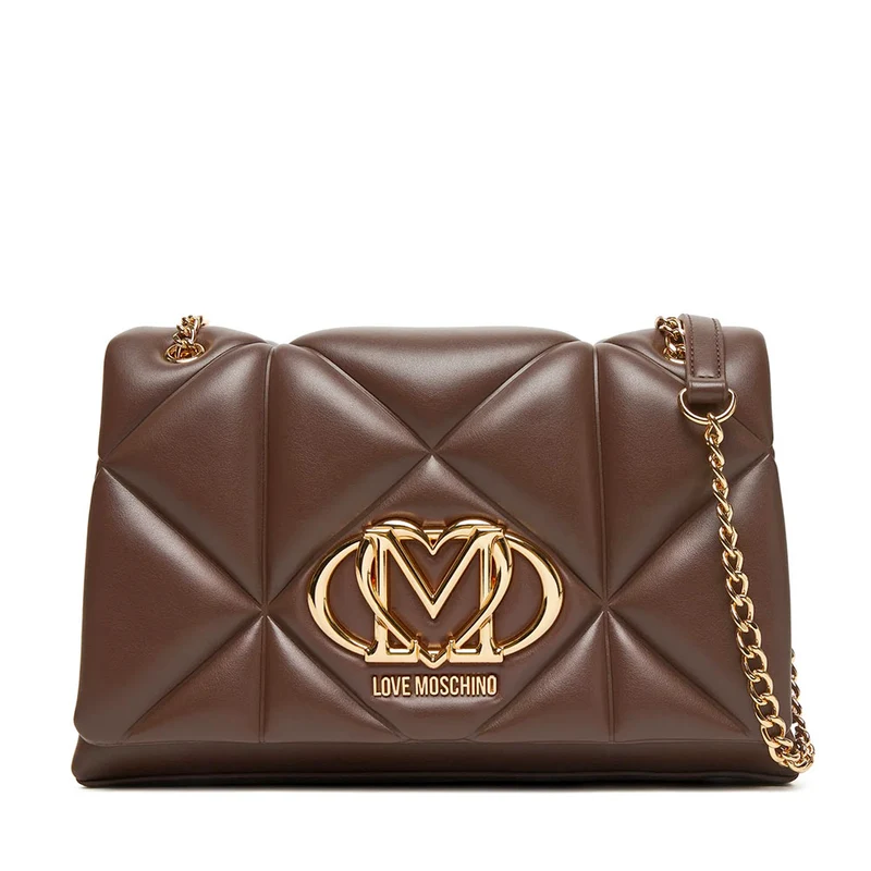 Borsa a Spalla e a Tracolla Trapuntata LOVE MOSCHINO linea Embossed Marrone