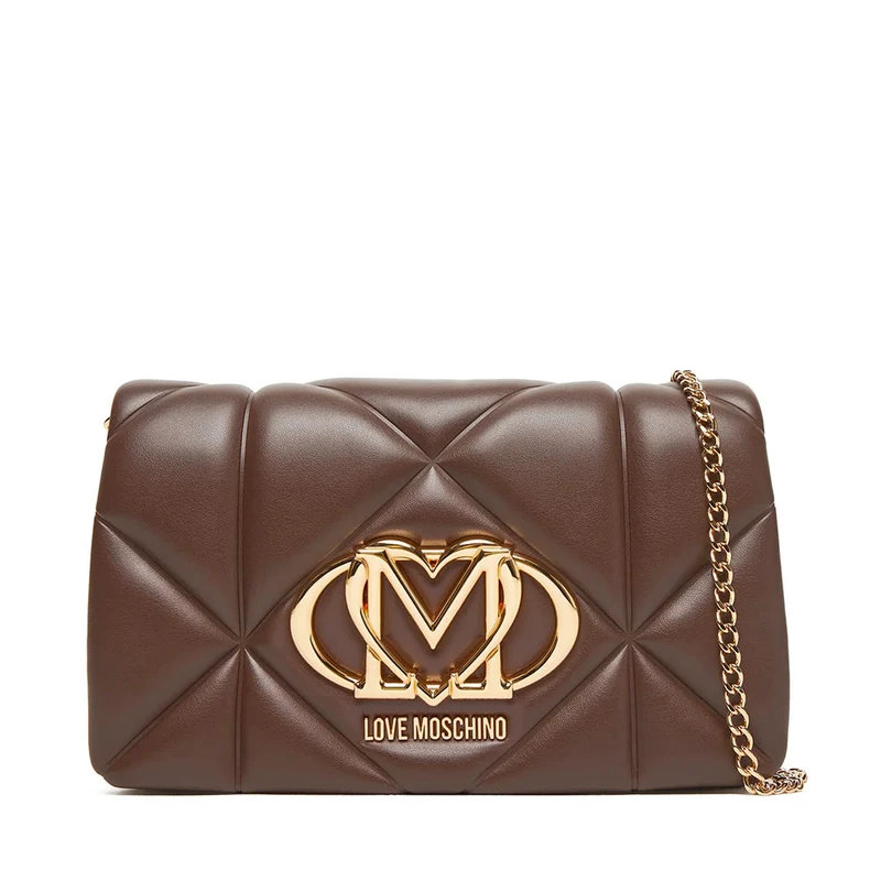 Clutch Trapuntata con Tracolla LOVE MOSCHINO linea Embossed Marrone