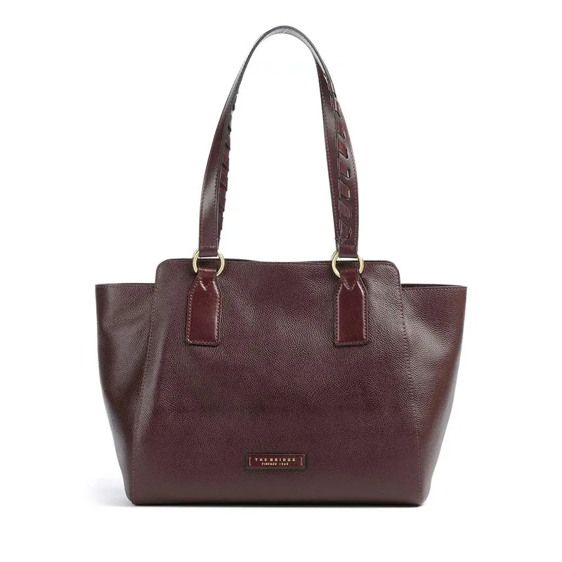 Shopping Bag Donna THE BRIDGE linea Ines in Pelle color Mosto