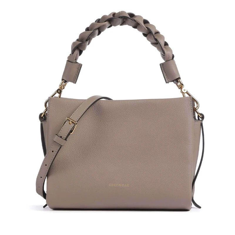 Borsa Donna a Mano COCCINELLE linea Boheme Small in Pelle Warm Taupe - Rosette