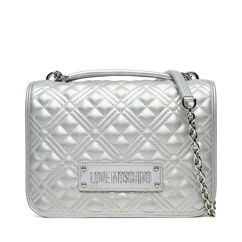 Borsa Donna a Spalla e Tracolla LOVE MOSCHINO linea Quilted Metallic Silver