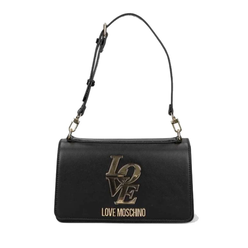 Borsa a Spalla LOVE MOSCHINO linea Love Nera con Inserti stampa Cocco