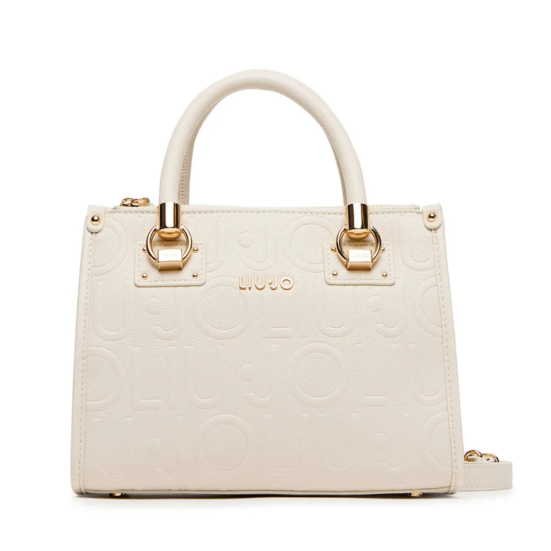 Borsa Donna a Mano Small LIU JO effetto Bottalato con Logo in Rilievo Marmo