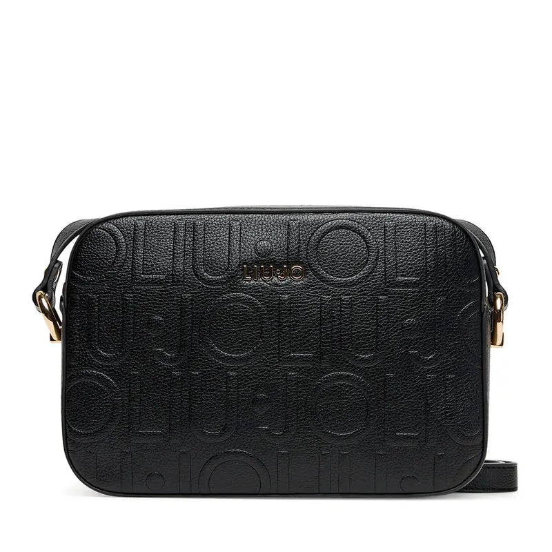 Borsa Donna a Tracolla LIU JO Better Effetto Bottalato con Logo in Rilievo Nero