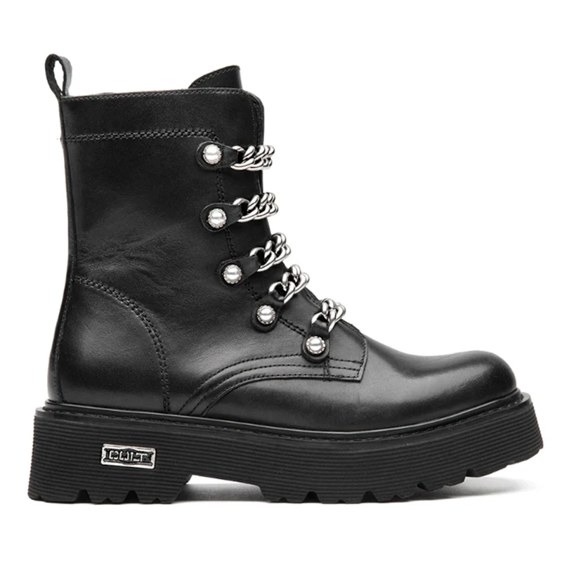 Scarpe Donna CULT Slash 4583 Anfibi in Pelle Colore Black - Silver