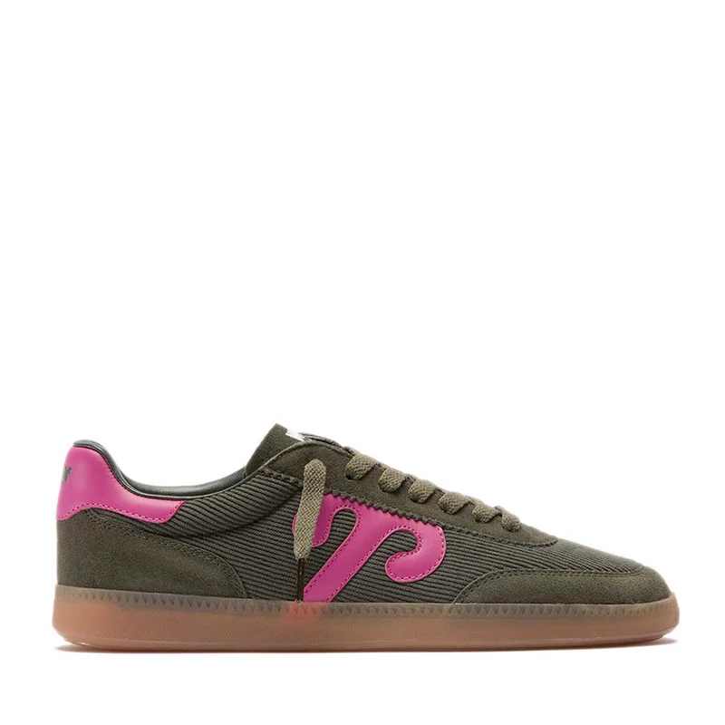 Sneakers Donna WUSHU RUYI Gong 77 in Suede Nylon e Pelle Oil Green e Fuxia