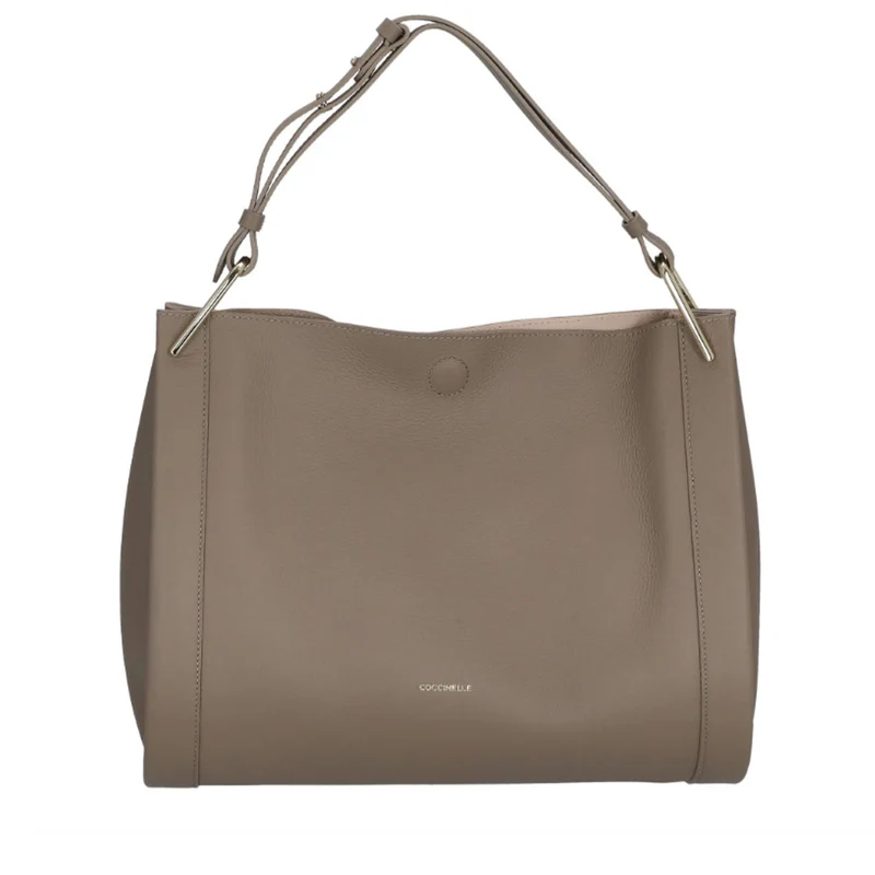 Borsa Donna a Spalla COCCINELLE in Pelle Linea Wallace colore Warm Taupe - Rosette