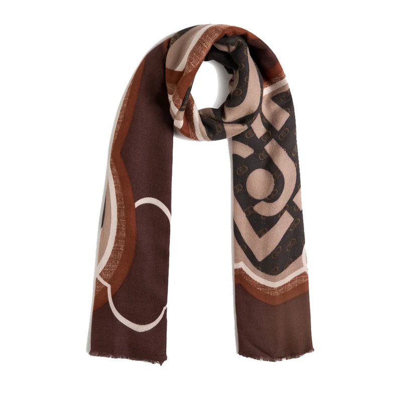 Stola Donna 70 x 180 cm LIU JO in Viscosa Marrone stampa Logo