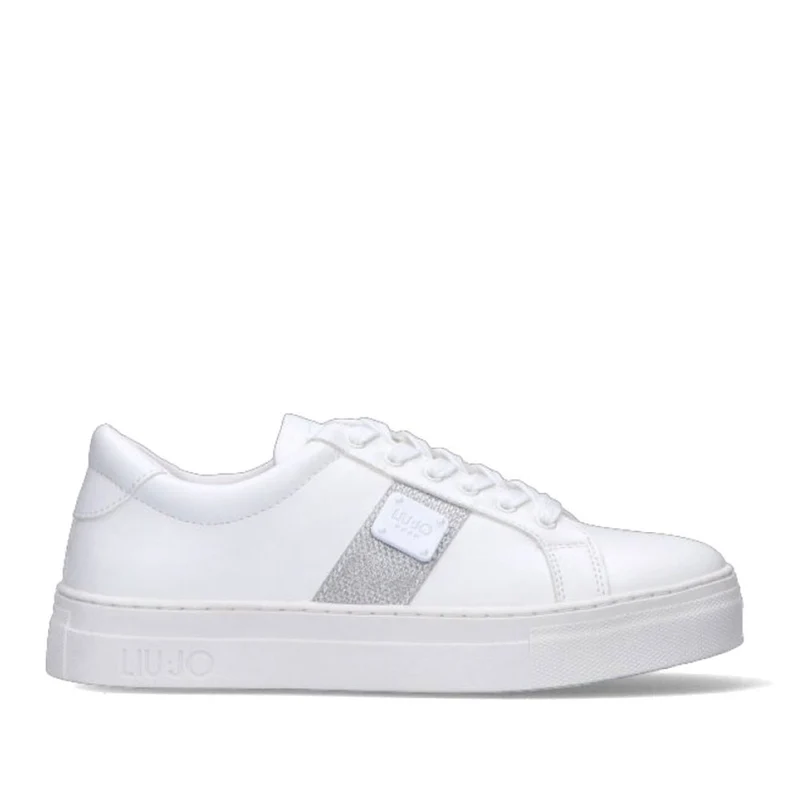 Scarpe Donna LIU JO Sneakers Alicia 507 White Silver con Inserto Glitter