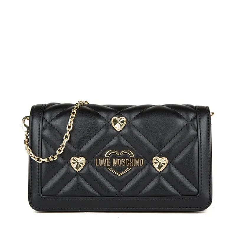 Mini Clutch con Tracolla LOVE MOSCHINO linea Jewel Hearts Nero