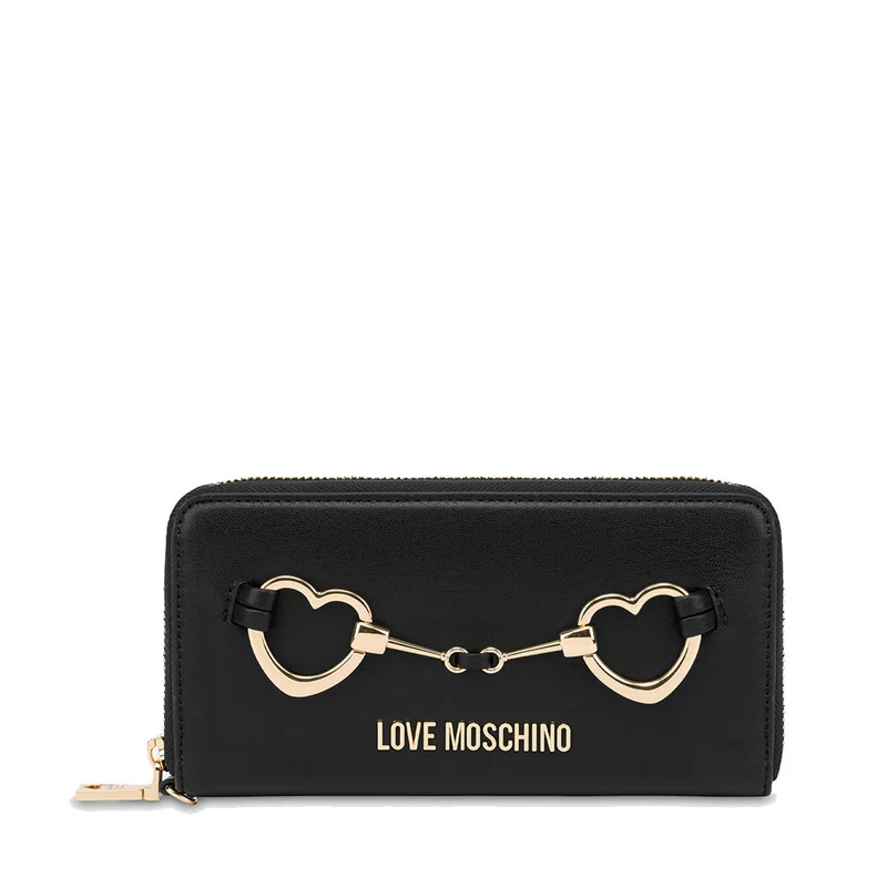 Portafoglio Donna Zip Around con Polsiera LOVE MOSCHINO linea Hearts Nero