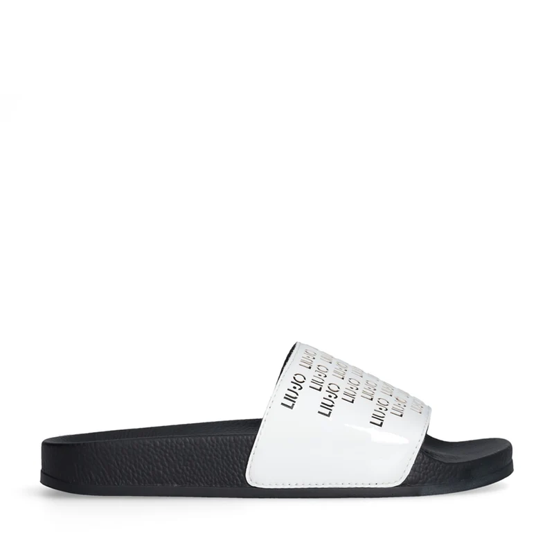 Ciabatte Donna LIU JO Kos 18 in Gomma con Fascia Logata White Black