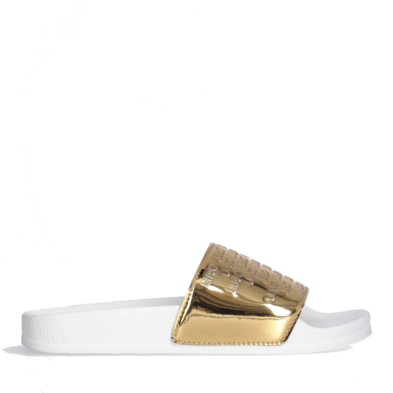Ciabatte Donna LIU JO Kos 18 in Gomma con Fascia Laminata Light Gold