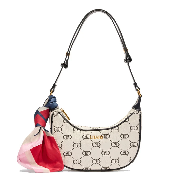 Hobo Bag con Foulard LIU JO Better color Crema con Logo Monogram
