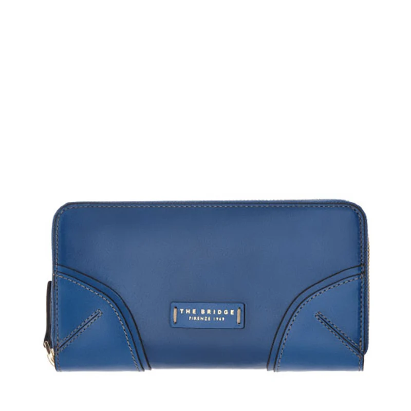 Portafoglio Donna Zip Around THE BRIDGE linea Matilde in Pelle Blu