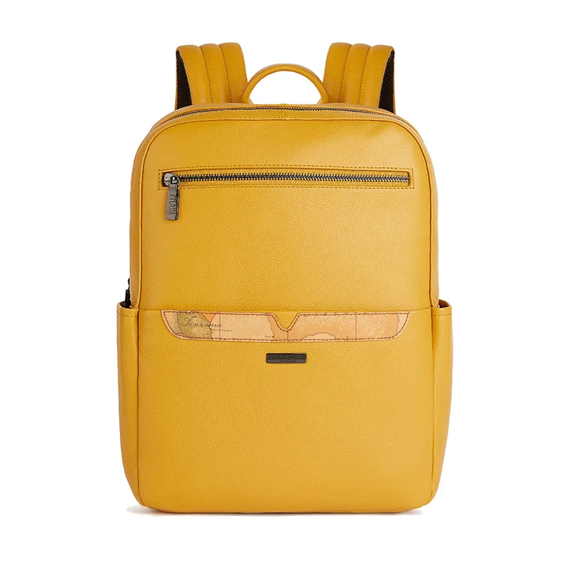 Zaino Uomo Porta Pc 1A Classe Alviero Martini linea Trip Leather in Pelle Giallo Senape LA87