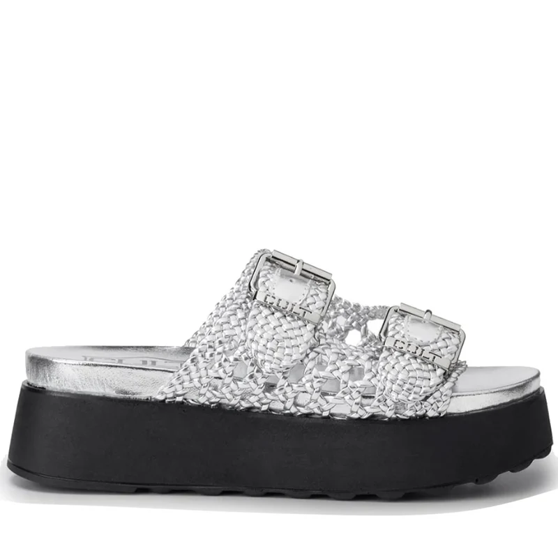 Ciabatte CULT Janis 4476 in Pelle Intrecciata Colore Silver