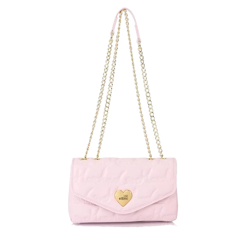 Borsa a Spalla e a Tracolla LOVE MOSCHINO Rosa con Logo Ricamato All Over