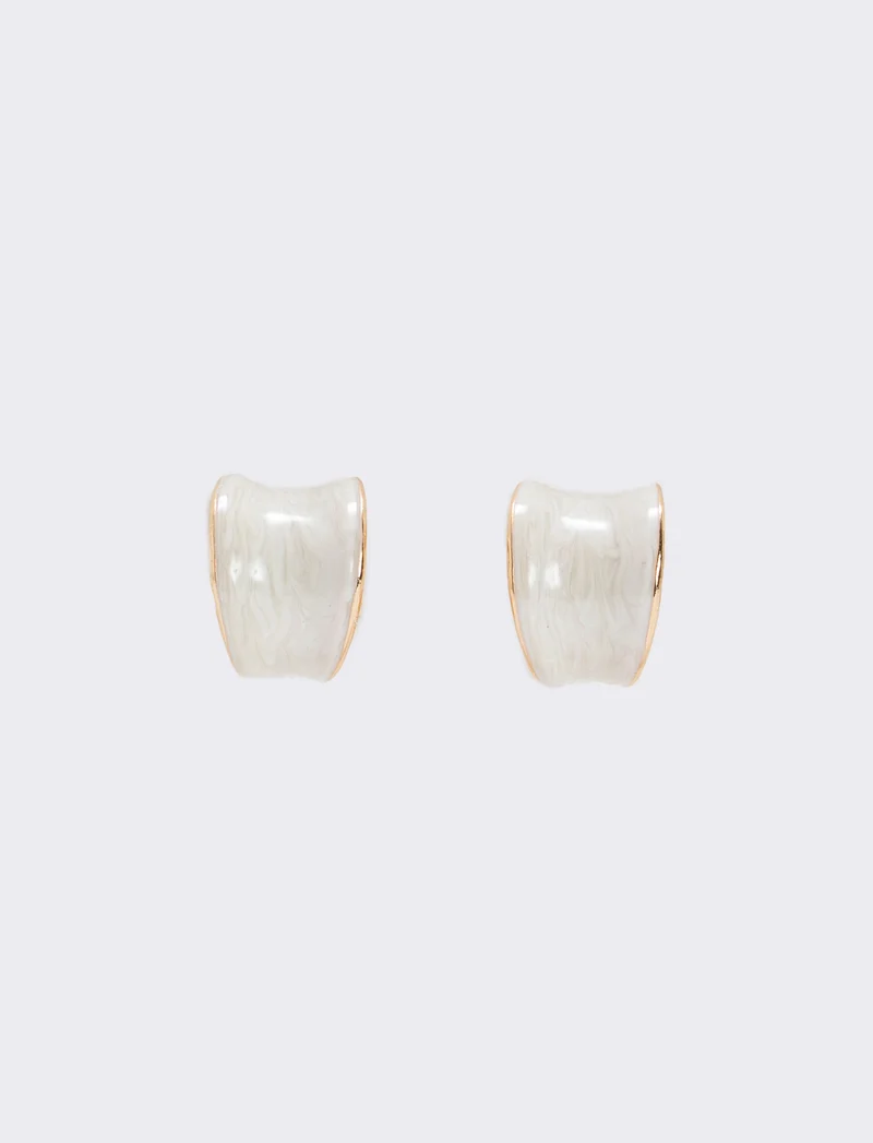 Orecchini mezzo cerchio smaltato per lei - Crema