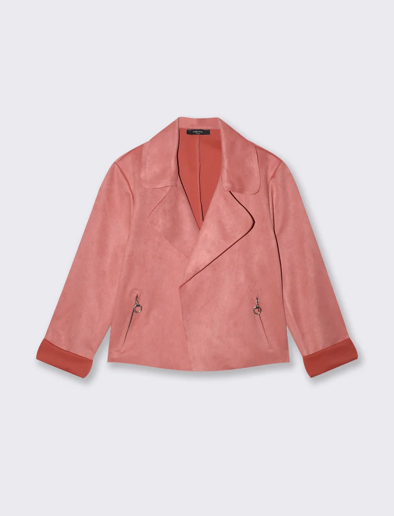 Chiodo in suede elegante - Cipria