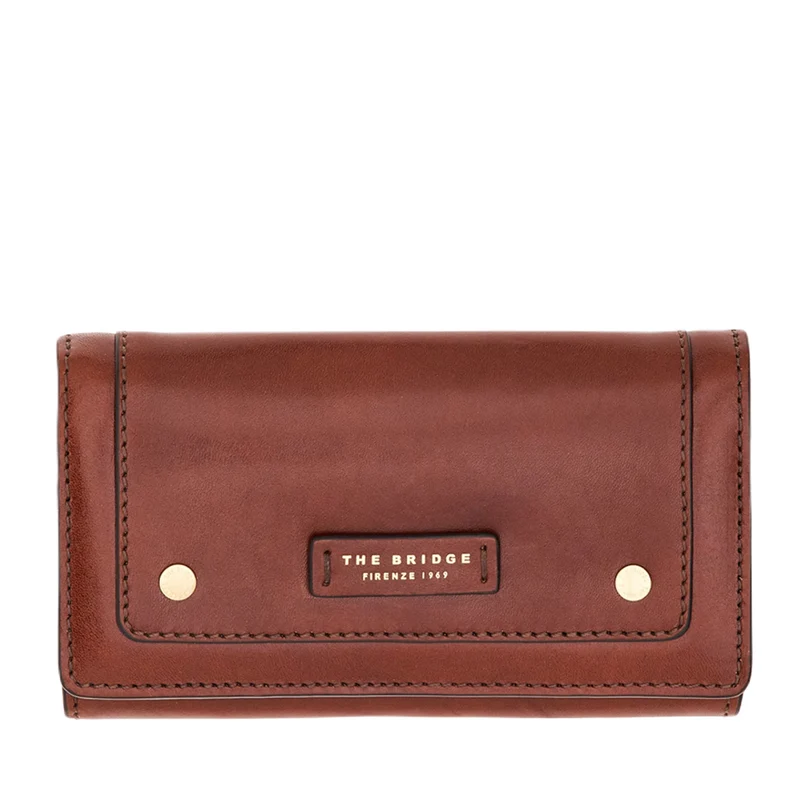 Portafoglio Donna con Bottone THE BRIDGE linea Cecilia in Pelle Marrone