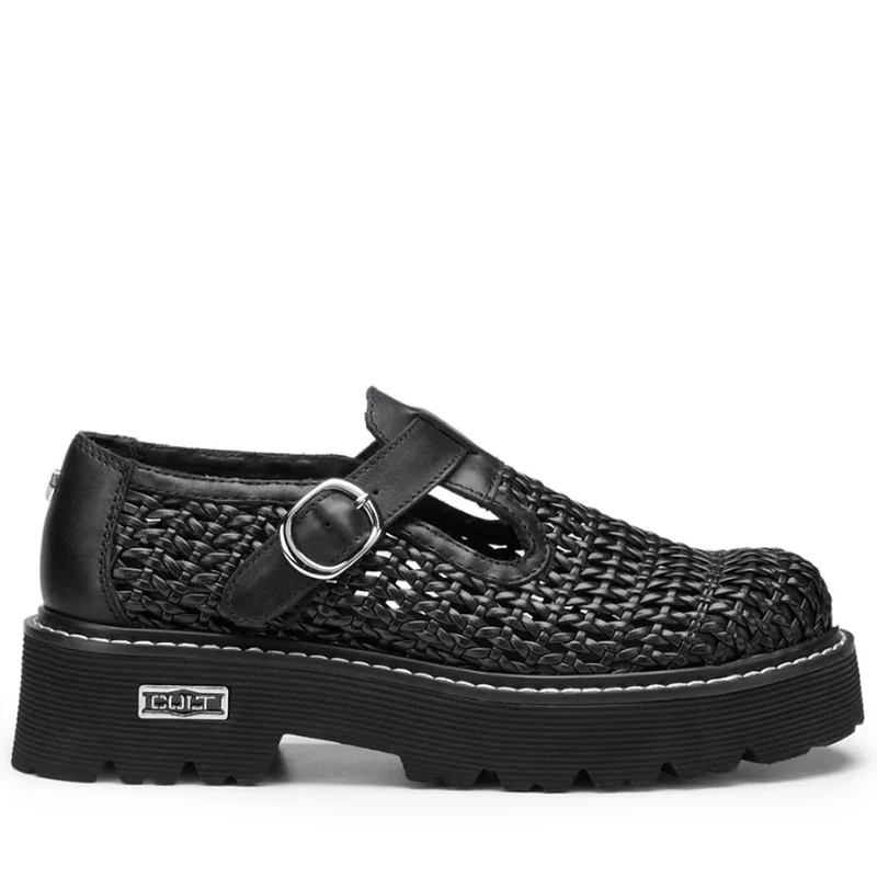 Scarpe Donna CULT Slash 4443 in Pelle Nera Intrecciata