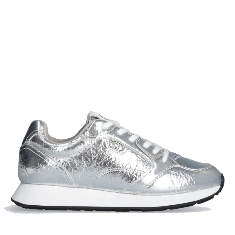 Sneakers Donna LIU JO Vibe 03 in Crackle Effetto Laminato Argento