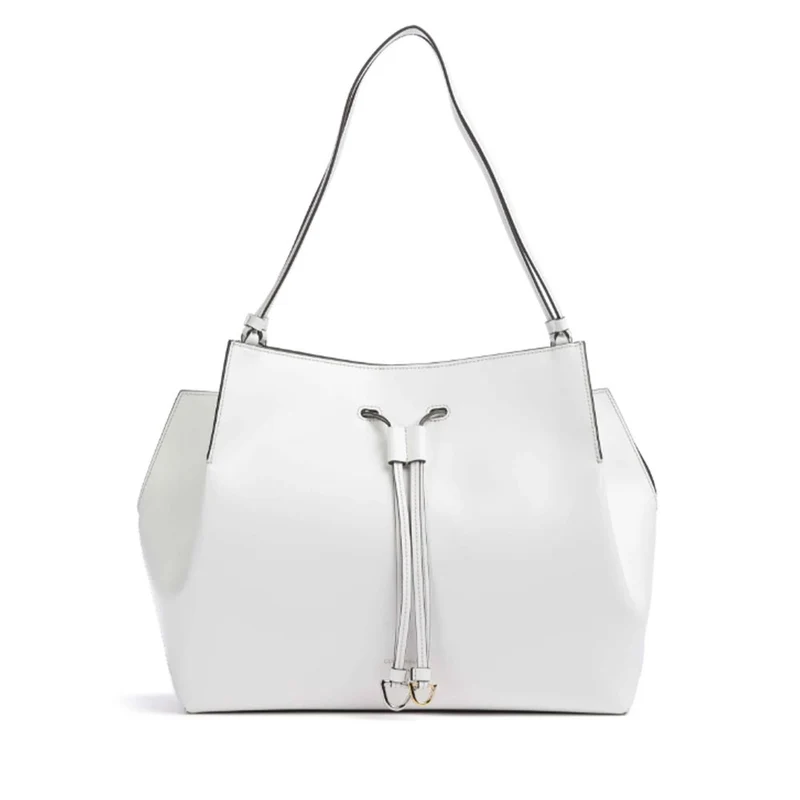 Borsa Donna a Spalla COCCINELLE in Pelle Linea Roundabout colore Brillant White Misura Grande