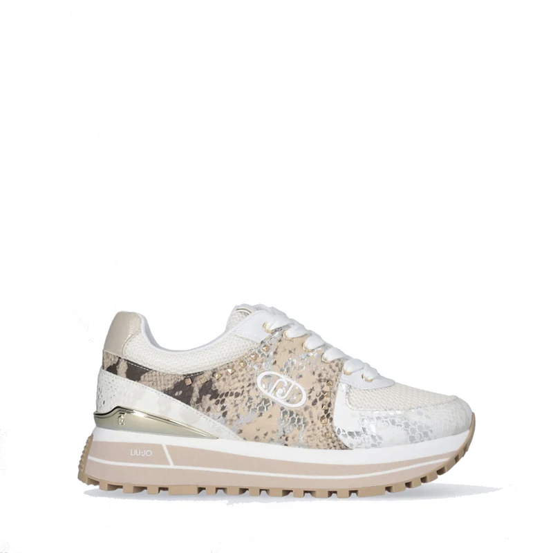 Sneakers Platform Donna LIU JO Maxi Wonder 87 in Pelle e Mesh stampa Pitone