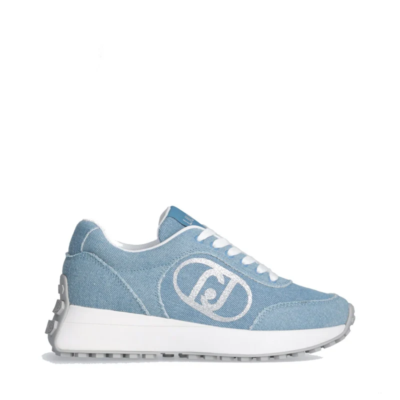 Sneakers Running Donna LIU JO Lolo 18 in Denim con Logo Glitter