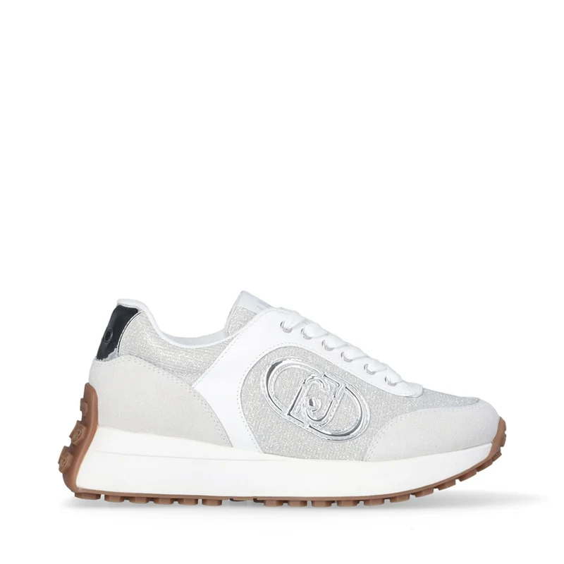 Scarpe Donna LIU JO Sneakers Running Lolo 17 in Lurex Suede e Pelle colore Purity